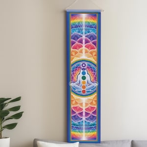 Gobeliny ścienne Gobelin z siedmioma czakrami | Hipisowska mandala z czakrami | Gobelin do medytacji jogi do wystroju pokoju duchowego, sztuka boho