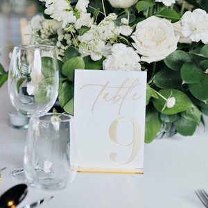3D Gold Mirror Acrylic Table Numbers: Wedding Reception Decor