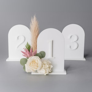 Modern Arch Acrylic Table Numbers: White Wedding Reception Decor