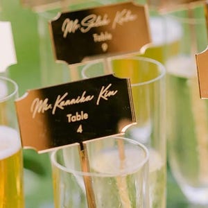 Spiegel-Gold-Getränkerührer, Tischkarten-Sweat-Stick für Gläser, benutzerdefinierter Getränkerührer, Hochzeits-Cocktailstick, Logo-Monogramm eingraviert