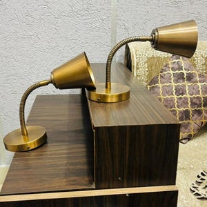 Mid-Century Retro Brass Wall Sconce | Adjustable Gooseneck Reading Light
