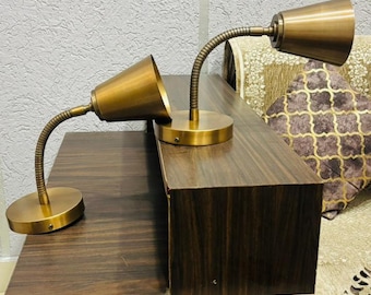 Mid-Century Retro Brass Wall Sconce | Adjustable Gooseneck Reading Light