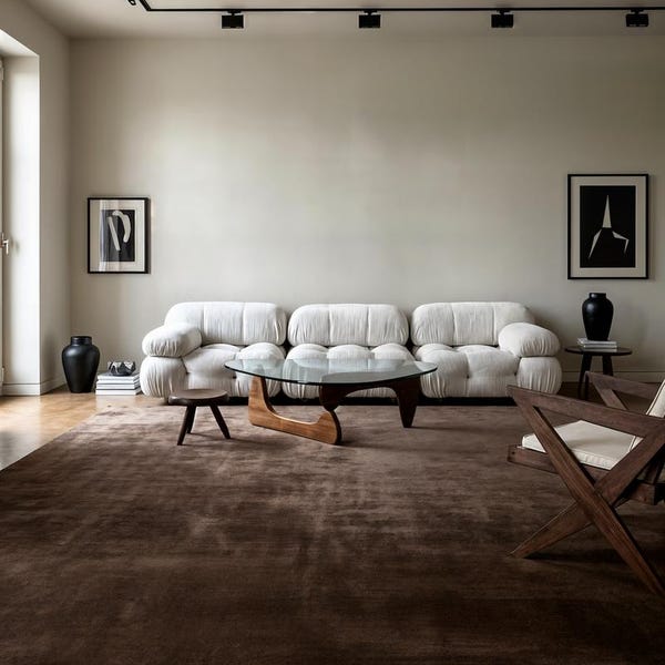 Hand Tufted Wool Area Rug | Solid Chocolate Brown Carpet for Living Room, Bedroom