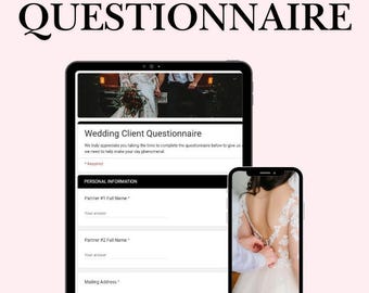 Wedding Planner Client Questionnaire Template | Editable Client Intake Form for Wedding Planners | Wedding Planning Onboarding Form