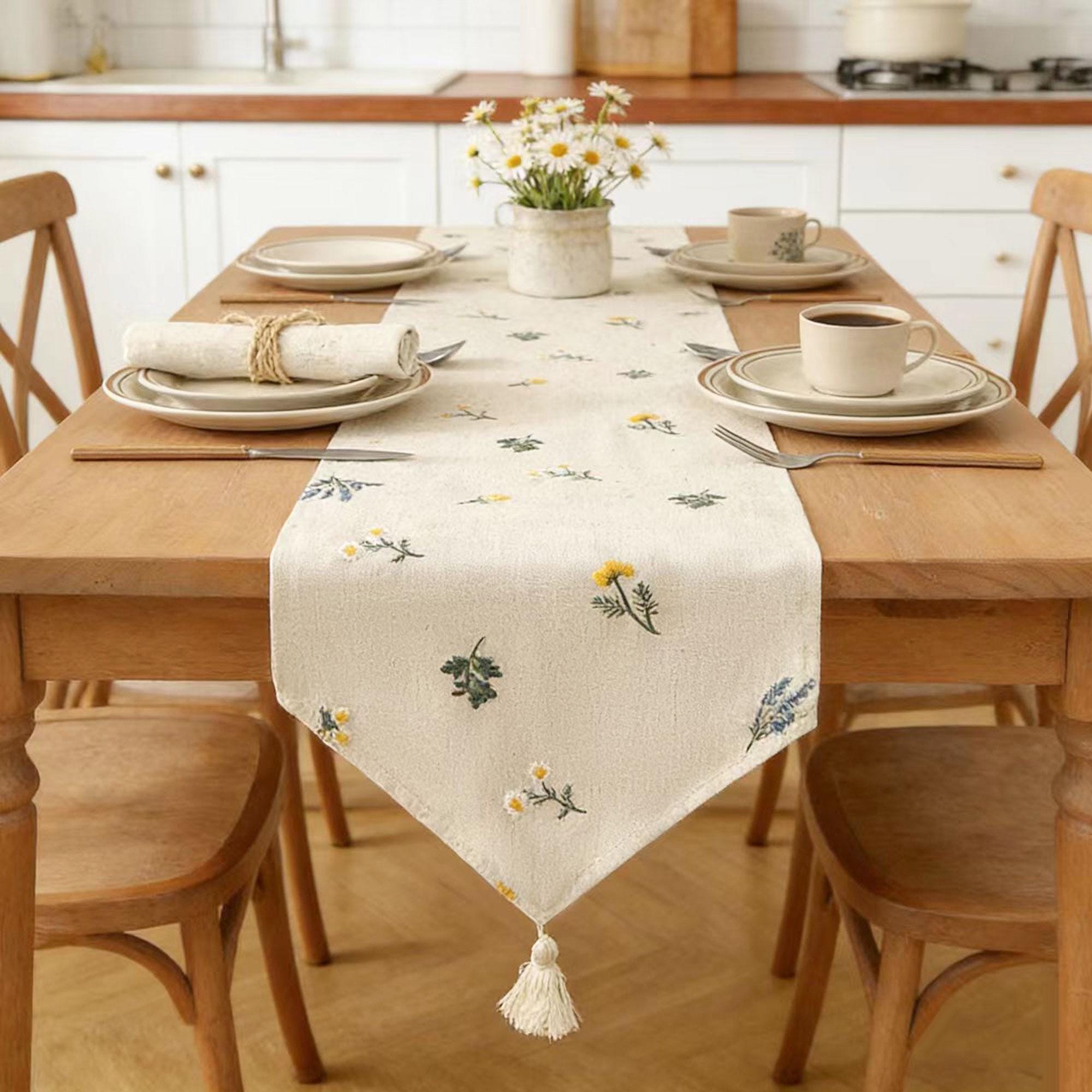 Tischläufer Schwarz 33x183 Cm – Baumwoll-Leinen Mit French-Streifen, Für Geburtstag, Party, Küche & Esstisch