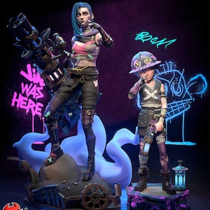 Jinx and Isha Diorama / Action Figure / Videogames / Resin / League of Legends / 3D Model
