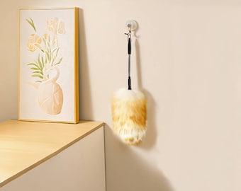 Professional Lambswool Extendable Duster 30-55inch , Natural Feather Duster for Cleaning Fans, Ceiling, Bookshelevs, for Home and Office