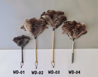 Handmade Ostrich Feather Duster – Elegant Natural Cleaning Brush with Different Style Handle, Reusable & Eco-Friendly Gift for Home or Offic