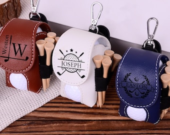 Bolsa de cuero personalizada para pelotas de golf y soporte para tees de golf