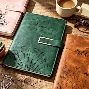 Leren receptenboek met bloemen Gepersonaliseerde Moederdagcadeau Receptendagboek Verjaardagscadeau voor dochter Koken notitieboekje Schoonmoeder cadeau