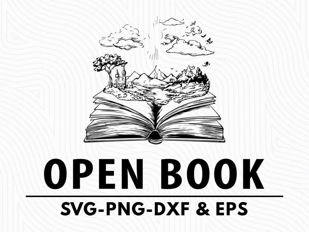 Open Book Silhouette SVG PNG DXF Eps, Reading Clipart Vector, Cricut ...