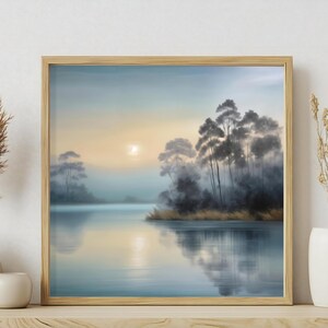Peaceful Lake 01, Lake Wall Art, Square Wall Art, Printable Wall Art, Peaceful Landscape Wall Art, 300DPI, Instant Download