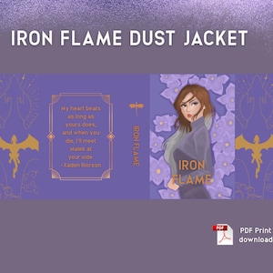 Fourth Wing Iron Flame Dust Jacket Digital Download Alternative Book Cover Printable Hand-Drawn PDF Fits Paperback & Hardcover Editions