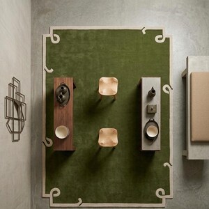 Green Hand-Tufted Wool Rug – Nordic Knots Loops Design – Modern