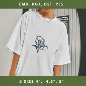 Minimalist Calla Lily Embroidery File Abstract Flower Stitch Design for Machine Embroidery Modern Botanical Floral Shirt Tote Bag Pattern