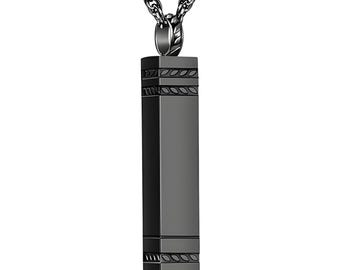 Black Cube Urn Necklace - Memorial Ashes Pendant