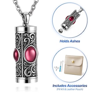 Ruby Birthstone Keepsake Urn Necklace – Cremation Jewelry Memorial Pendant