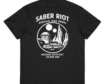 Camiseta urbana extragrande vintage inspirada en Star Wars "Hidden Outpost" de Saber Riot / Camisa de contrabandista del Borde Exterior