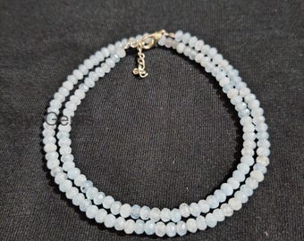 Natural Jade Necklace 4mm Faceted Rondelle Beads, Genuine Green Jade Beaded Necklace, Dainty Gemstone Jewelry, Gift for Her