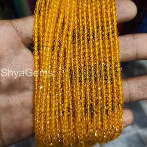 AAA Citrine Faceted Rondelle Beads: 925 Sterling Silver, Yellow Gemstone