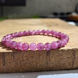 AAA Pink Tourmaline Beaded Bracelet: Sterling Silver, October Birthstone