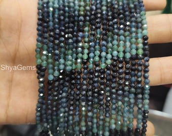 Natural Blue Tourmaline Beads . 4mm Faceted Round Beads . AAA Blue Tourmaline Beaded Necklace . Tourmaline Necklace . Gemstone Round Beads