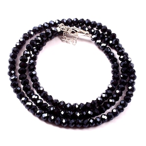 Black Diamond Beads, 2mm Faceted Rondelle Diamond Beads, Precious Beads, Black Diamond Beaded Necklace, Black Beads Necklace
