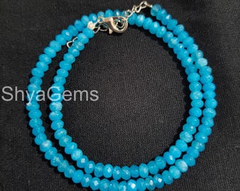 Sky Blue Opal Beaded Necklace, Sterling Silver Rondelle Beads, Handmade Opal Gemstone Jewelry, Dainty Layering Necklace, Gift for Her