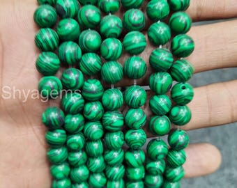 Natural Green Malachite 8mm Round Bead Necklace | Natural Gemstone Malachite Jewelry | Healing Stone Necklace | Gift for Her