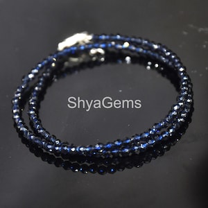 Blue Spinel Faceted Rondelle Beads: 2mm AAA Sterling Silver