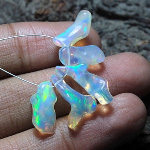 5 Pcs AAA Grade Natural Ethiopian Opal Polished Rough Opal Uncut Rough Opal Rough Opal Gemstone For Jewellery Making 12-18mm