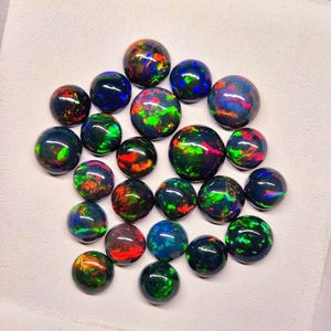 10 Pcs Natural Ethiopian Black Opal Round Cabochon Black Opal Loose Cabochon Black Opal Cabochon Black Opal Gemstone For Jewelry 6mm