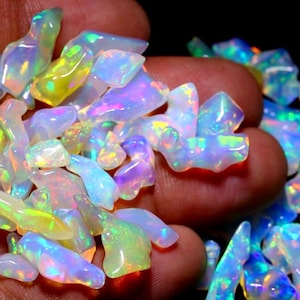 10 Pcs AAA Grade Natural Ethiopian Opal Polished Rough Opal Uncut Rough Opal Rough Opal Gemstone For Jewellery Making 7-14mm