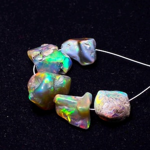 AAA Grade 5Pcs Natural Ethiopian Opal Rough Beads Opal Polished Rough Opal Rough Opal Gemstone For Jewelry Making Uncut Beads