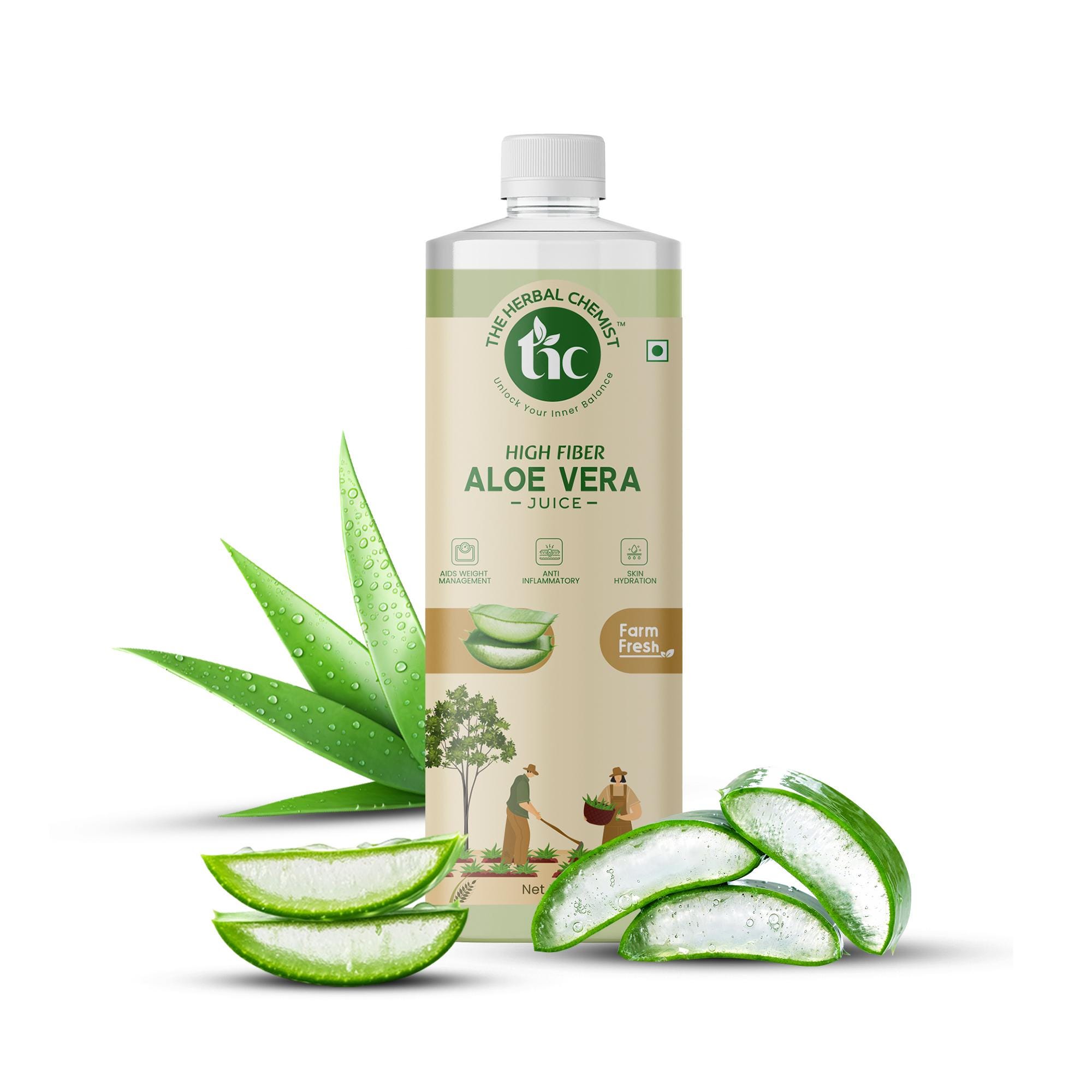 The Herbal Chemist Raw Aloe Vera Juice | 100% Pure & Cold-Pressed | Detox, Digestion, Skin and Hair Health Booster | 1000ml (Pack of 1)
