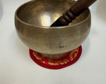 Extremely old antique Super nice Naga Pedastal Singing bowl 6.3" ID#EN42