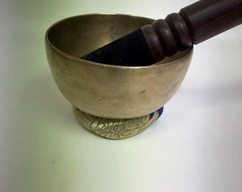 Rare old antique Super nice Naga Pedastal Singing bowl 4.5" ID#EN52