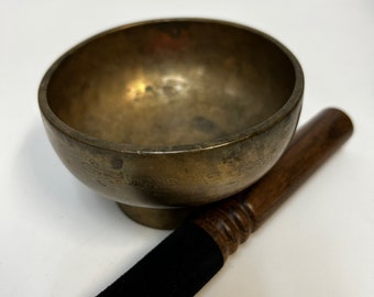 3.9" Rare Pedestal Stand Healing Antique Yoga Therapy Singing bowl ID#G13
