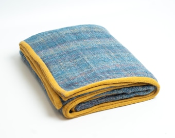 Luxus 100% Alpaka Decke / Dicke Warme Alpaka Decke / Blaue Alpaka Couch Decke / Reisedecke/ Überwurf 130 x 180 cm