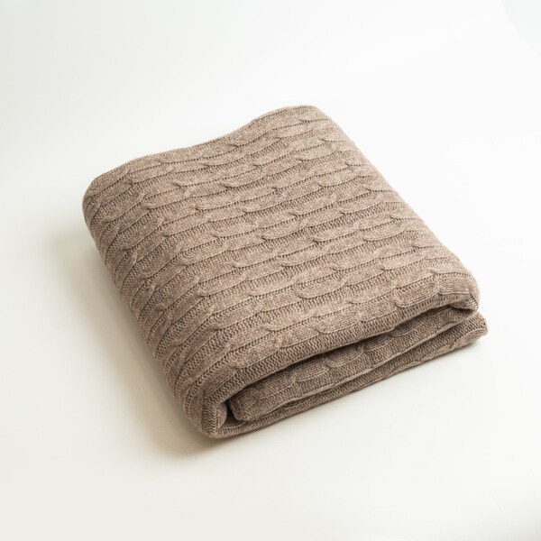 Extra Soft Yak wool Blanket/ Lap Blanket/ Couch Blanket/ Handmade Luxury blanket/ BOHO Cable Knitting Blanket / Throw Travel - 62" x 92"