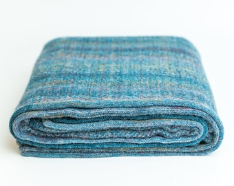 Luxury 100% Alpaca Blanket / Thick Warm Alpaca Bedding / Blue Alpaca Couch Blanket / Travel Blanket/ Throw 130X180cm