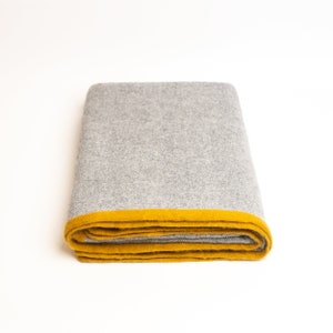 Luxury Gray & Yellow Couch wool blanket / Sofa Blanket/ Handwoven Lap Blanket/ Wool Couch blanket / Extra Soft Travel Throw 56&quot;X92&quot;