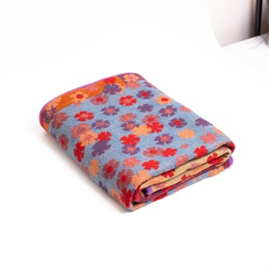 100% pure Boiled Merino Wool Reversible Blanket /Extra Soft Handmade  Knitted  Blanket / Throw Travel / Lap Blanket / Machine Washable