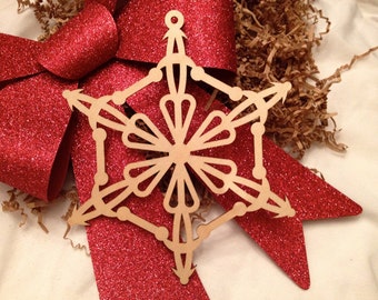 Extra Large Wooden Laser Engraved Snowflake (Style D)