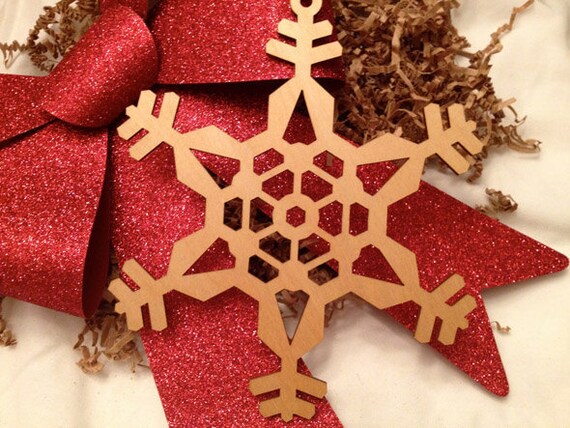 Extra Large Wooden Laser Engraved Snowflake Style C