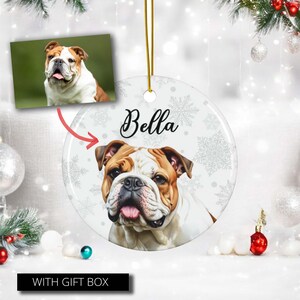 Bulldogge Weihnachtsverzierung | Benutzerdefinierte Bulldogge Hund Foto Ornament | Bulldogge Feiertags Geschenk | Haustier-Denkmal-Andenken