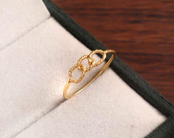 925 Sterling Silver Infinity Knot Ring, Delicate Twist Band