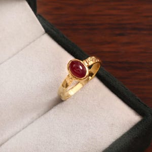 Natural Ruby Ring, 925 Sterling Silver & 14k Gold Plated Statement Ring