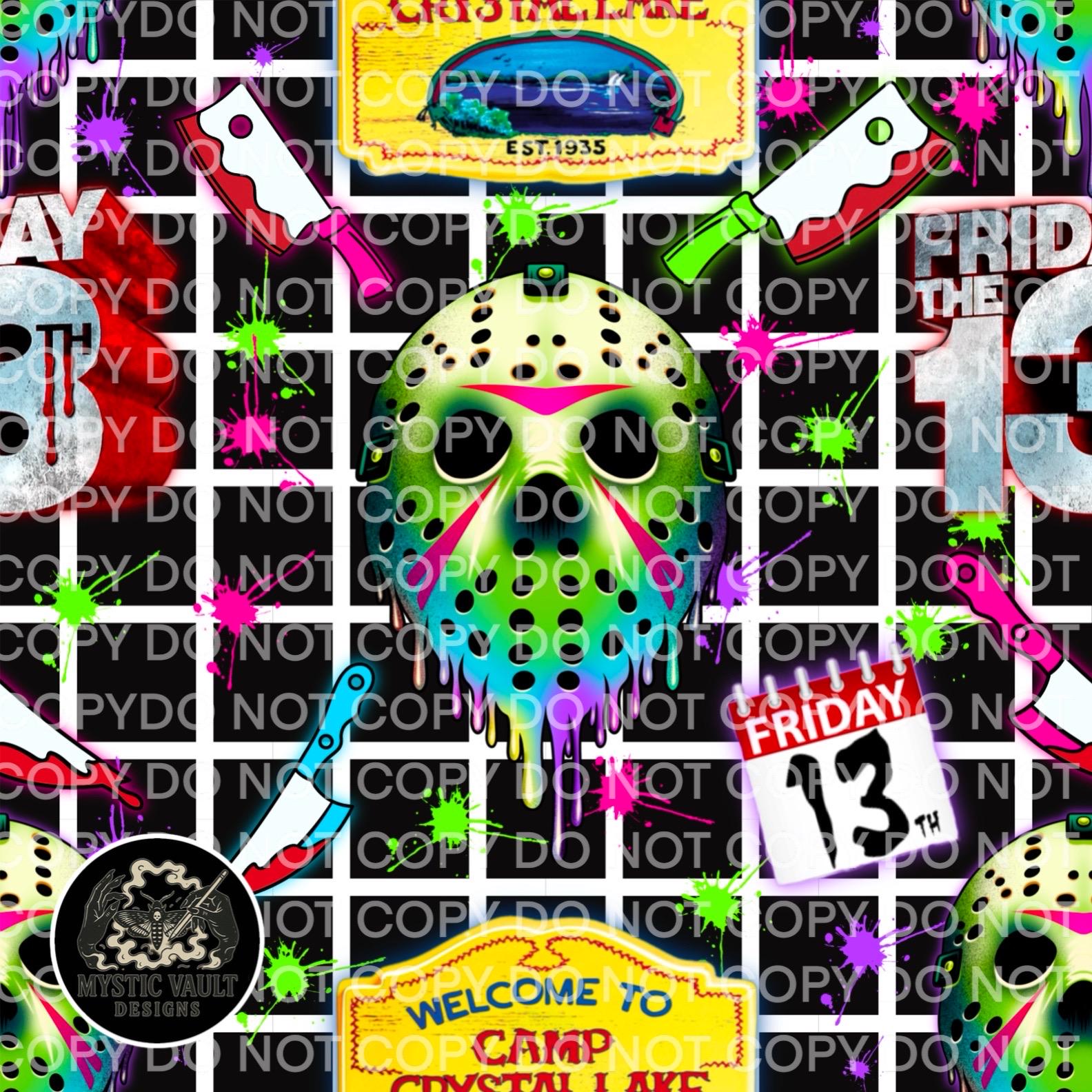 Jason Repeating Pattern Friday, 13, Mask Men, Jason,neon, Horror, Repeating File, Png, Tumbler ...