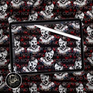 Art, clown, clown cafe, horror, terror,Terrifier, repeating file, png, tumbler wrap, fabric,outfits,seamless file, sublimation